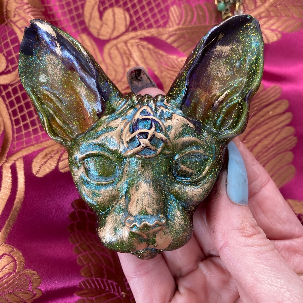 Hand poured resin Sphinx heads